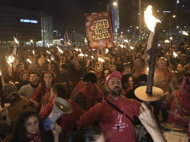 Israelis have taken to the streets to protest Prime Minister Benjamin Netanyahu's judicial reforms. (AP PHOTO)