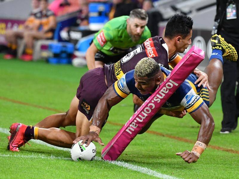 Maika Sivo scored an acrobatic try as Parramatta beat the Broncos when the NRL resumed in Brisbane.