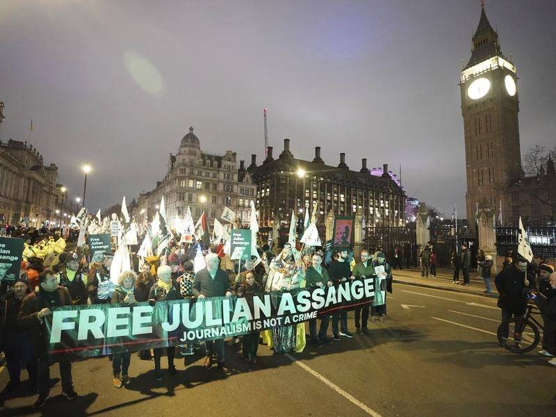 Campaigners in London are pressing for the release of WikiLeaks founder Julian Assange. (AP PHOTO)
