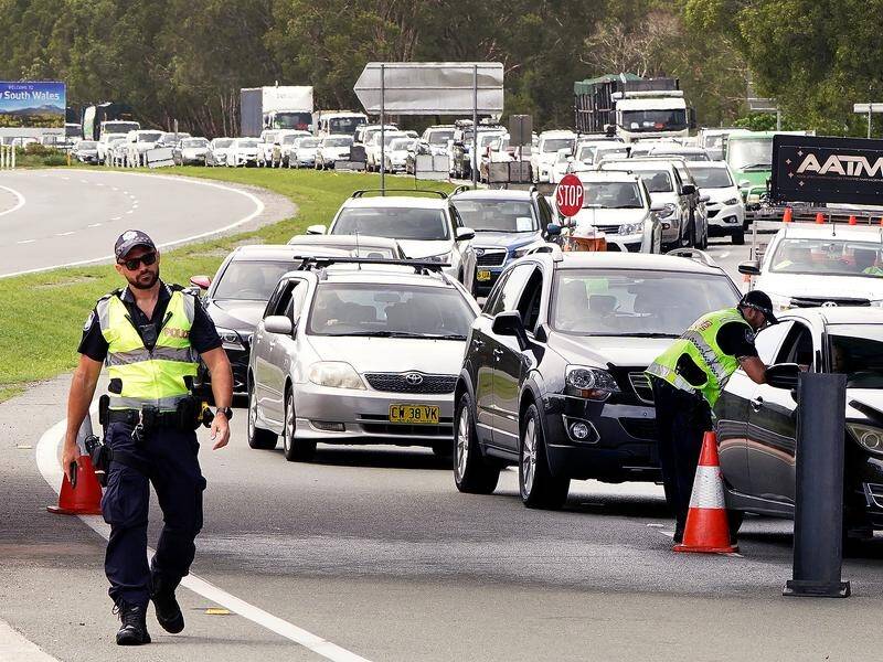 Queensland police are again stationed at the NSW border after the state closed its border.