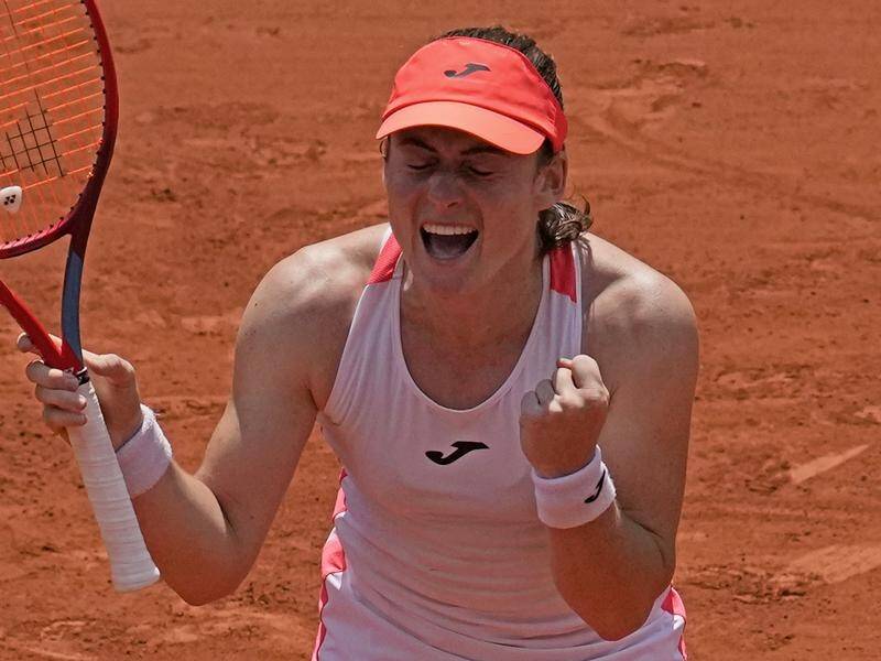 Slovenia's Tamara Zidansek roars with delight after becoming a surprise French Open semi-finalist.