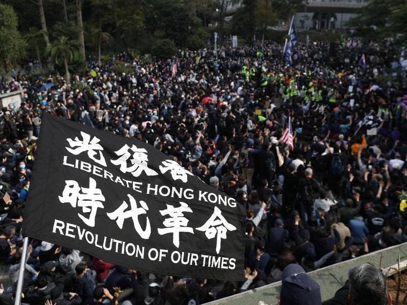 Pro-democracy protesters have taken part in a rally against Communism in Hong Kong.