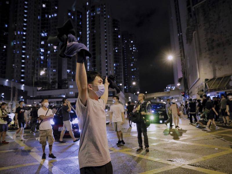 Clashes have broken out between protesters and police near Kwai Chung police station in Hong Kong.