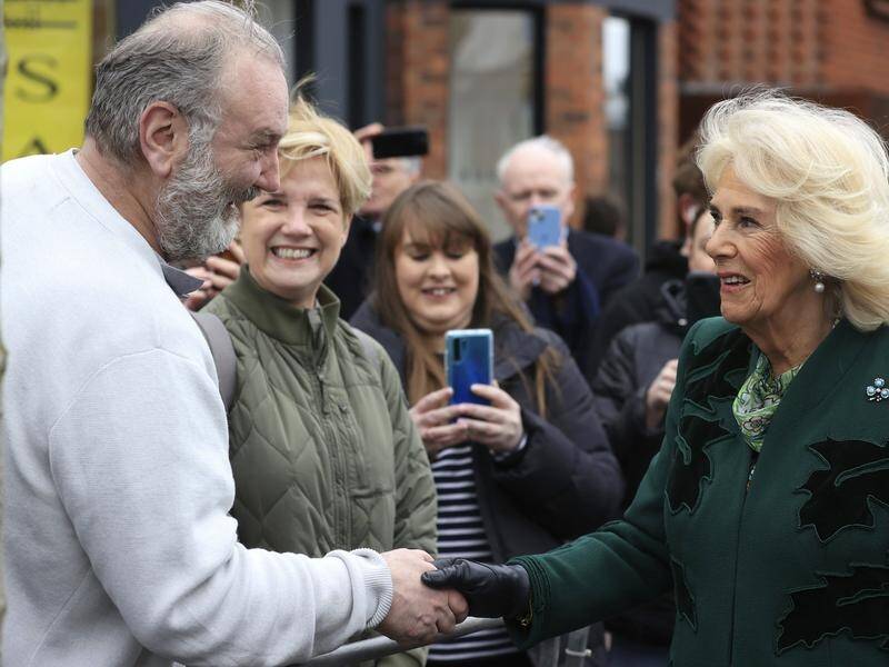 Queen Camilla has met members of the public during a visit to Northern Ireland. (AP PHOTO)