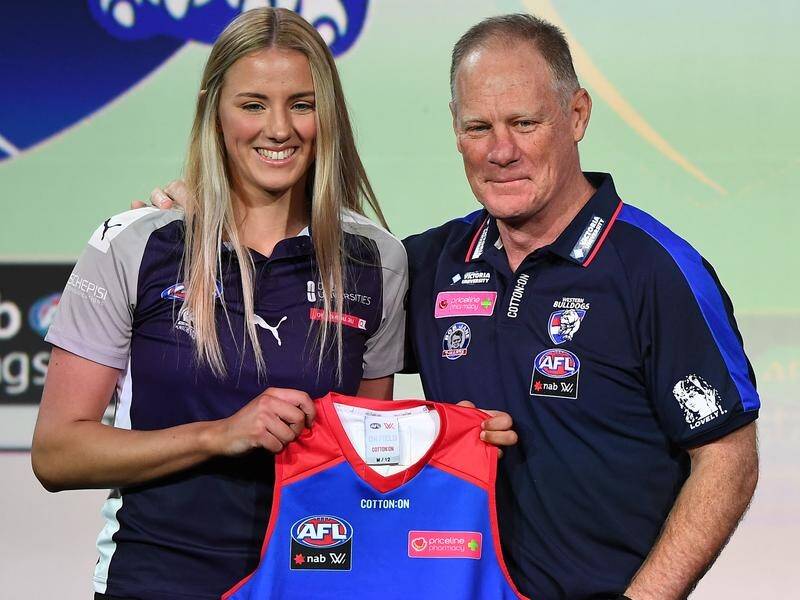 Gabby Newton is the first overall AFLW draft pick for the Nathen Burke-coached Western Bulldogs.