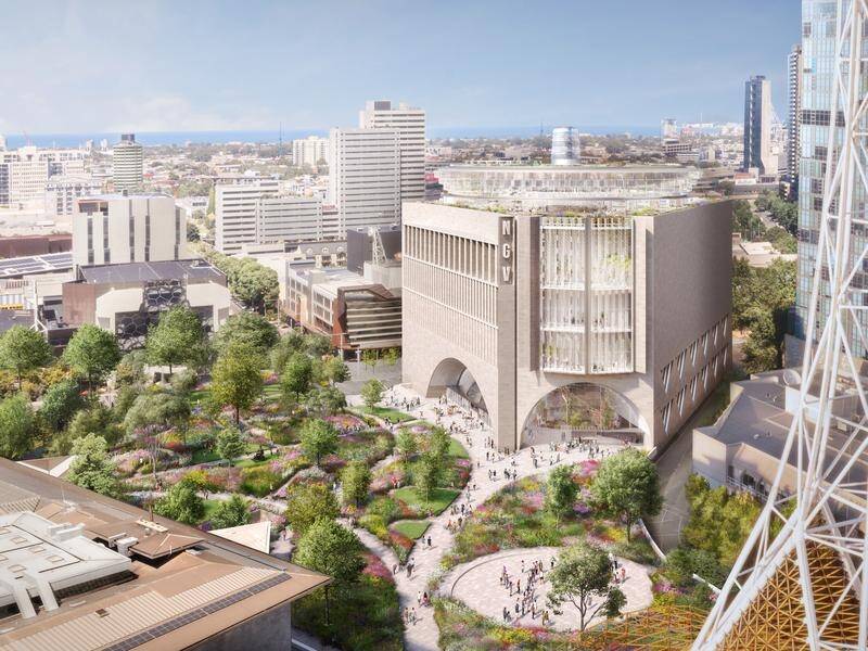 The planned NGV Contemporary building and urban garden at the Melbourne Arts Precinct in Melbourne. (MELBOURNE ARTS PRECINCT CORPORAT)