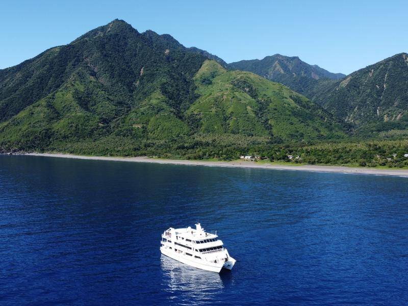 A repurposed Australian cruise ship will help with Vanuatu's remote island vaccination rollout.