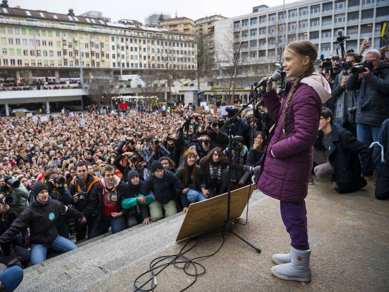 Greta Thunberg addressed thousands of protesters in Lausanne ahead of the World Economic Forum.