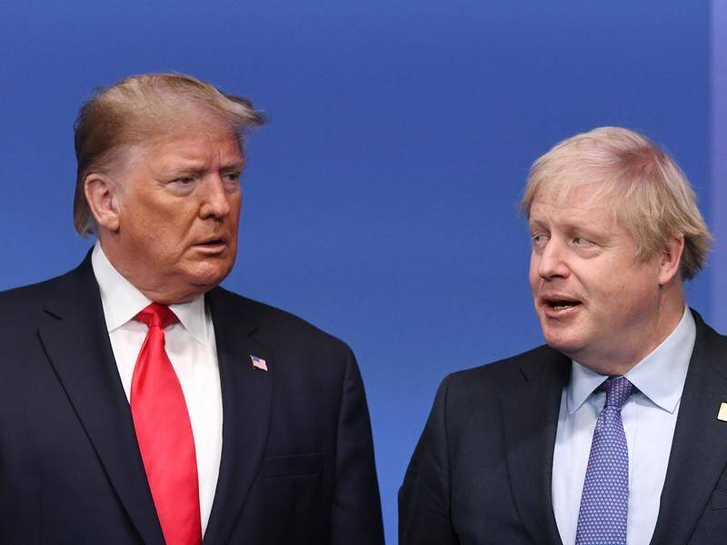 British Prime Minister Boris Johnson with US President Donald Trump during the NATO summit.