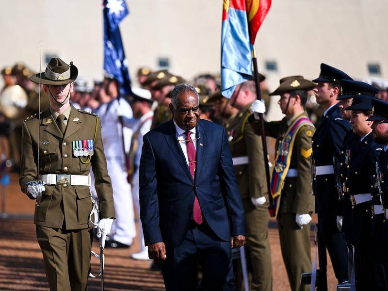 Vanuatu's Prime Minister Alatoi Ishmael Kalsakau has held economic and defence talks in Canberra. (Lukas Coch/AAP PHOTOS)