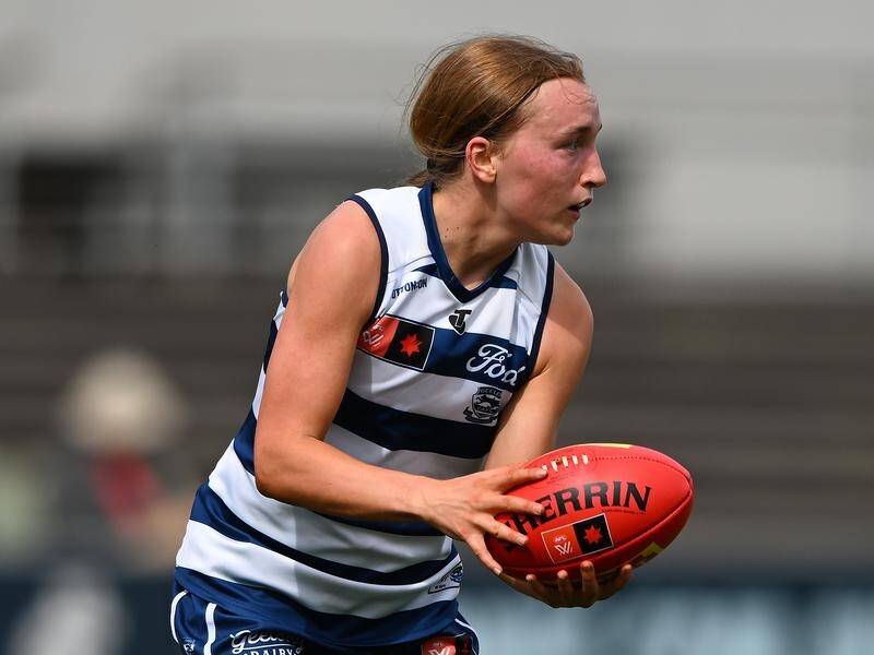 Geelong teenager Zali Friswell believes the Cats can go all the way in the AFLW this season. (James Ross/AAP PHOTOS)