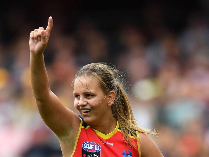 Danielle Ponter kicked three goals in Adelaide's 47-point AFLW win over Greater Western Sydney.