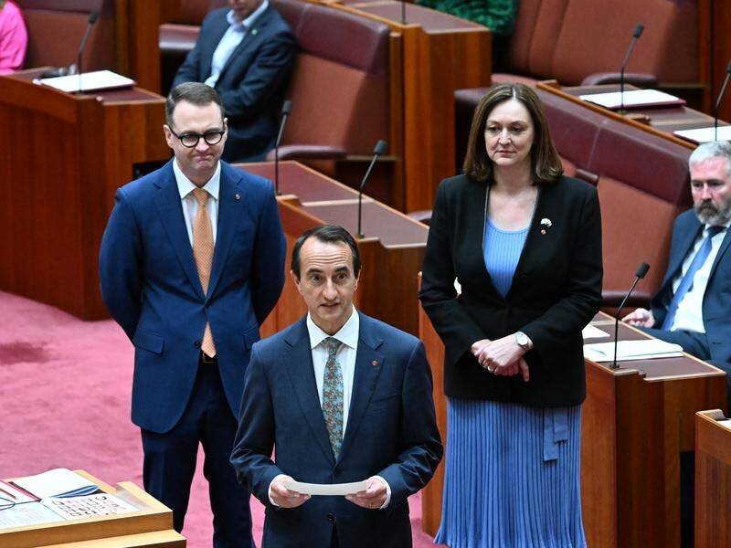 Liberal Senator for NSW Dave Sharma during his swearing-in ceremony in the Senate chamber. (Lukas Coch/AAP PHOTOS)