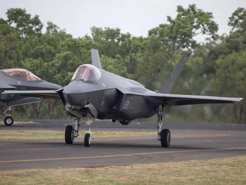 An F-35A Lightning II aircraft arrives at RAAF Base Tindal in the Northern Territory.