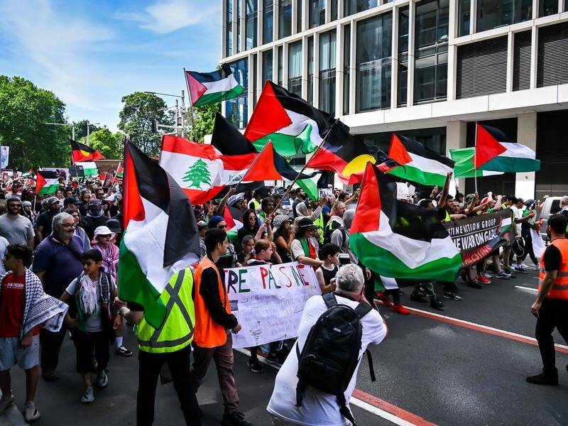 Thousands of protesters have shown up at pro-Palestinian rallies - including First Nations people. (HANDOUT/AUSTRALIA PALESTINE ADVOCACY NETWORK)