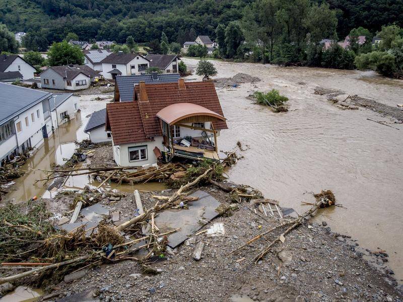 The Ahr river that flows into the Rhine burst its banks, flooding the German district of Ahrweiler.