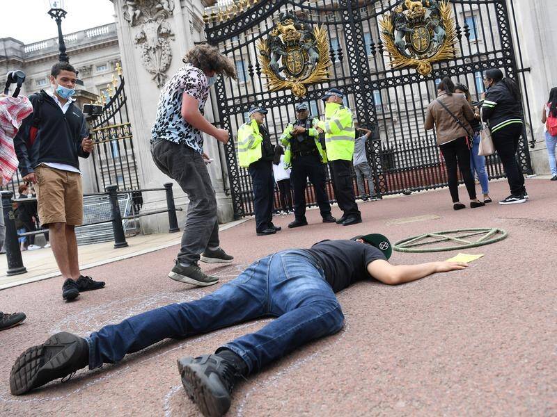The Extinction Rebellion demonstrated outside Buckingham Palace over climate change issues.