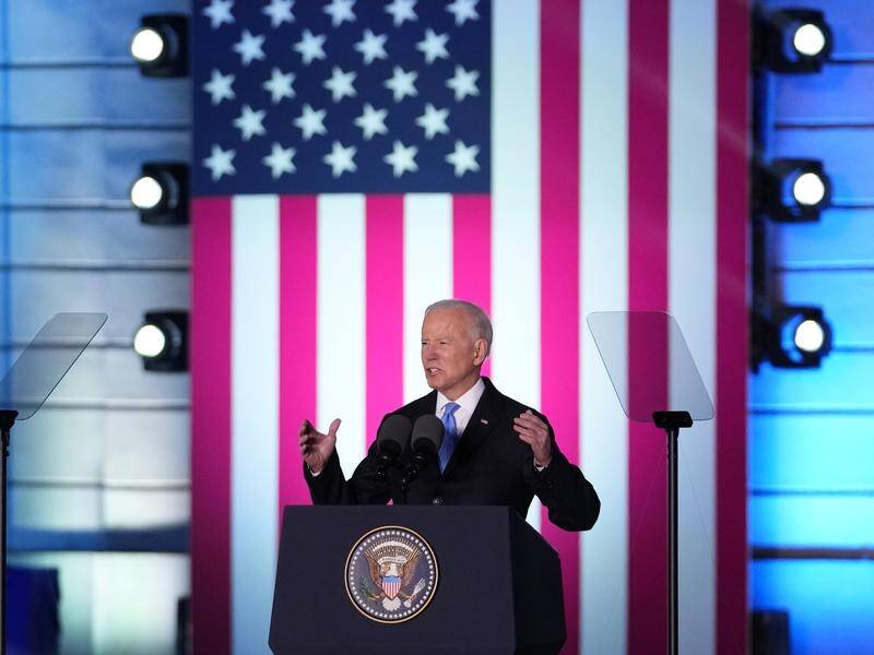Biden drew comparisons between the invasion of Ukraine and WWII and called for Vladimir Putin to go.