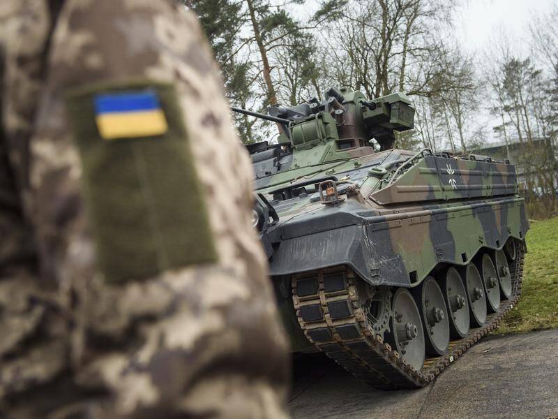 Germany's latest military aid to Ukraine includes tanks, anti-aircraft systems and ammunition. (AP PHOTO)