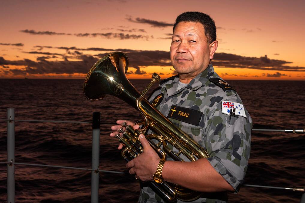 Chaplains are ministers of religion in the military. They go on active service. This is Chaplain Simote Finau aboard HMAS Adelaide. Picture: Department of Defence/Sittichai Sakonpoolpol