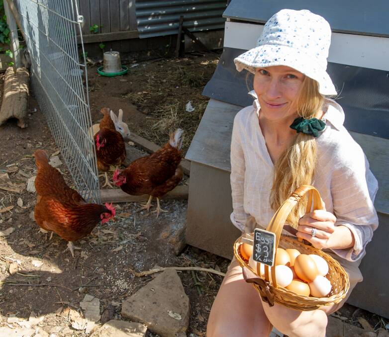 Yvette McKay and the eggs and the egg producers. Picture: Elesa Kurtz