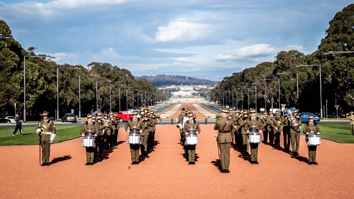 The Band of the Royal Military College, Duntroon at the reopening of the war memorial. Picture: Karleen Minney