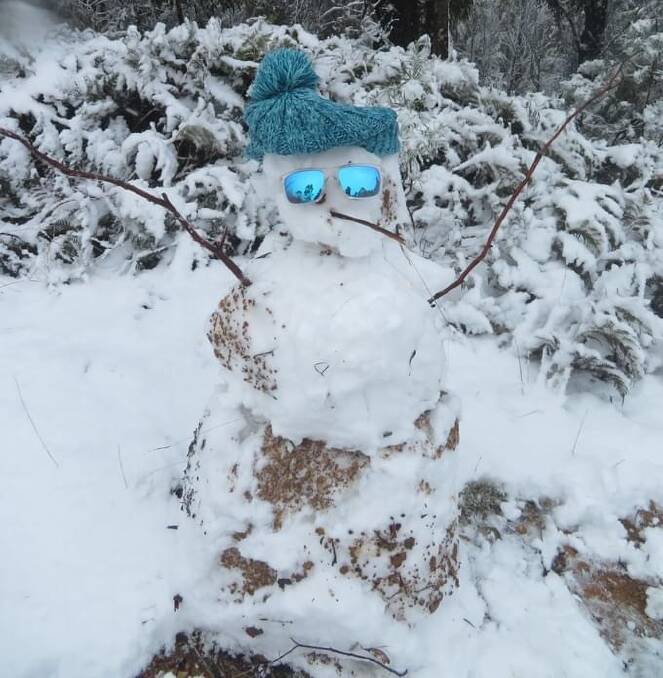 Snowman on Brindabella Road, ACT. Picture: Lauren Ogden