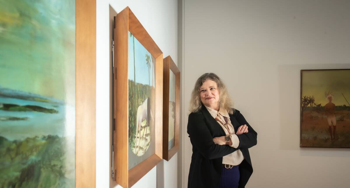 CMAG's senior curator Virginia Rigney admires the new Sidney Nolan exhibition. Picture: Karleen Minney
