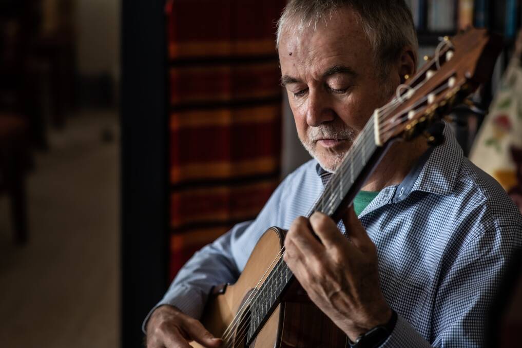 Renowned Australian guitarist Timothy Kain at his O'Connor home. Picture: Karleen Minney