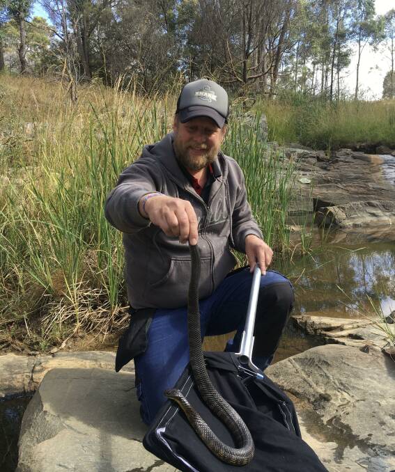 Gavin Smith with a tiger snake. Picture: Supplied