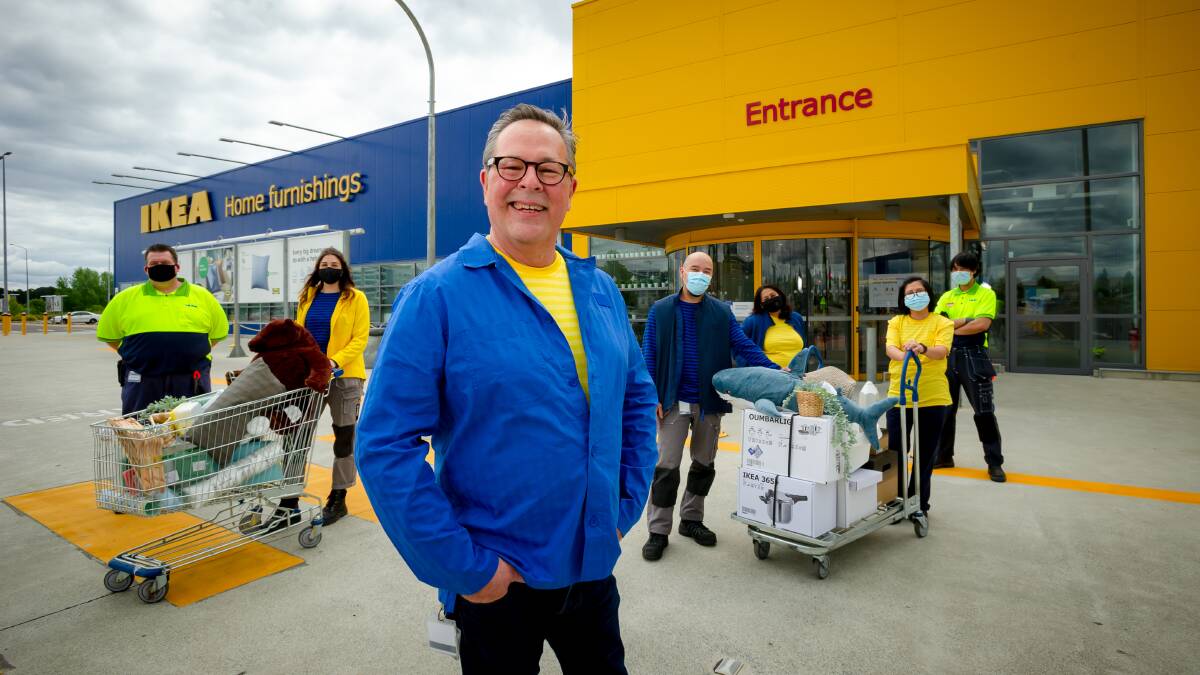 IKEA manager Paul Eady with staff members ready to return to retail. Picture: Elesa Kurtz