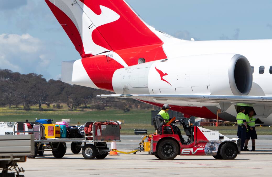 Qantas at Canberra Airport. Picture: Elesa Kurtz