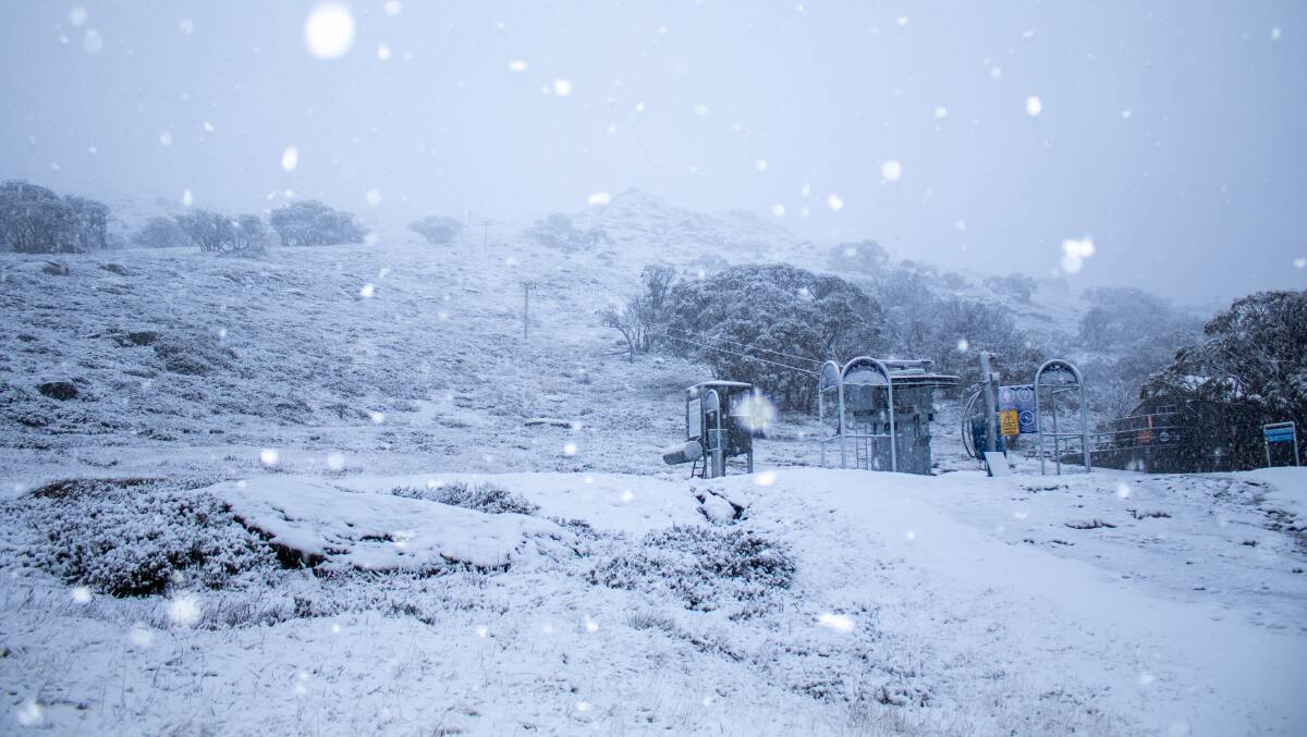 Perisher's first snow this season - but no skiers.