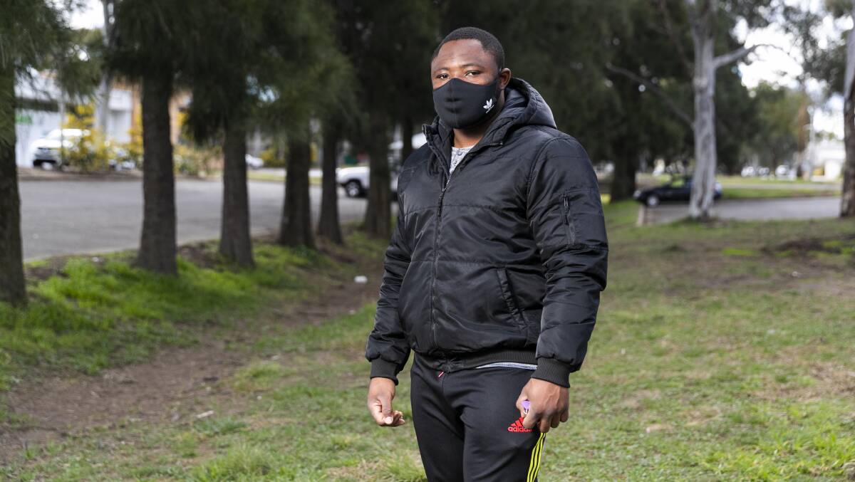 Cedric Nyamsi after coming out of quarantine at the ANU this week. Picture: Keegan Carroll