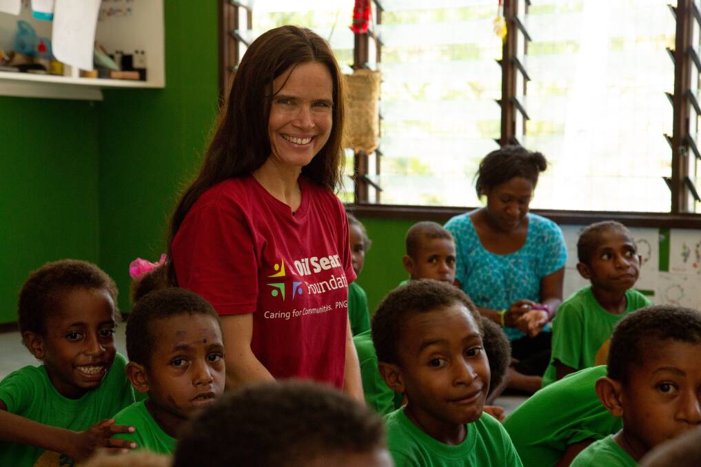 Stephanie Copus Campbell at Kikori Literacy Library in Gulf Province of Papua New Guinea. Picture: Supplied