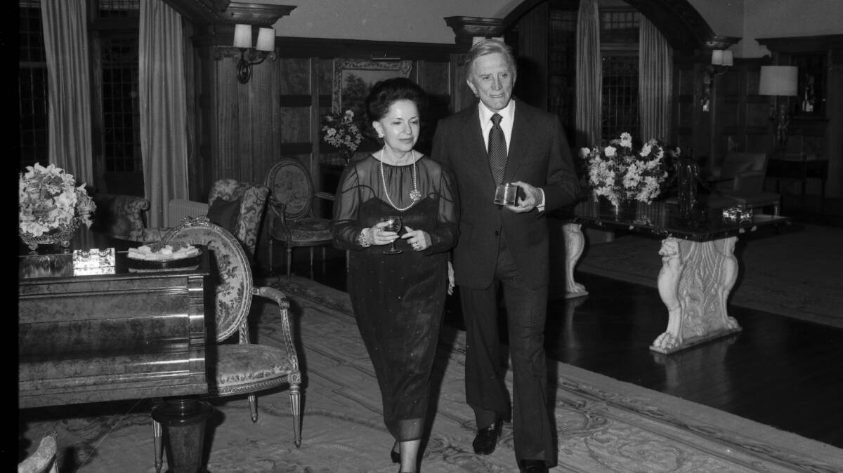 Lady Fairfax with Kirk Douglas in 1980. Picture supplied by Bonhams