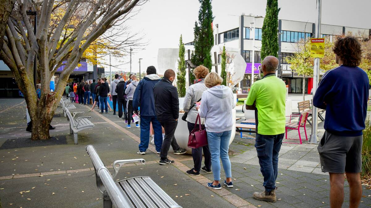 Woden polling line. Picture: Elesa Kurtz