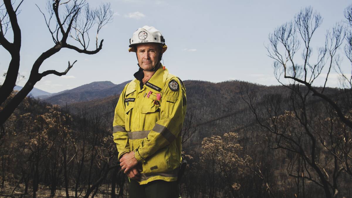 Brett McNamara (then Namadgi National Park manager) in the aftermath of the Orroral Valley fire at Namadgi National Park. Picture by Dion Georgopoulos