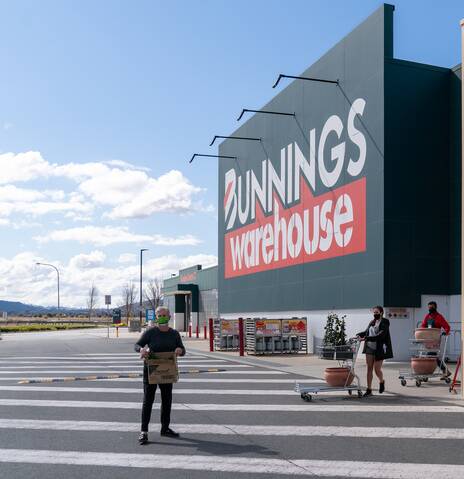 The deserted Bunnings carpark before the great reopening. Picture: Richard Thompson.