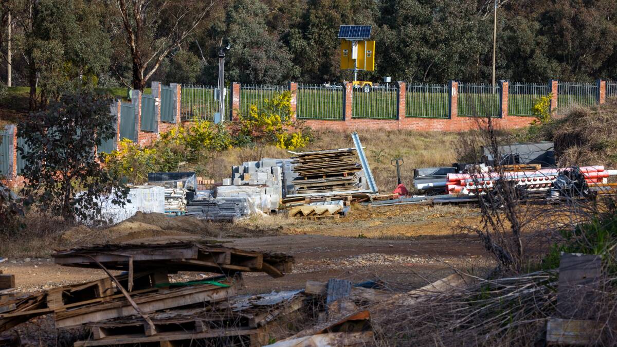 Construction materials lie unused on the Yarralumla site where a new Russian embassy was to be built before being blocked by the National Capital Authority. Picture: Sitthixay Ditthavong