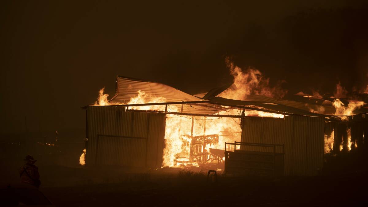 The Clear Range Fire burns through a property near Bredbo. Picture: Getty Images