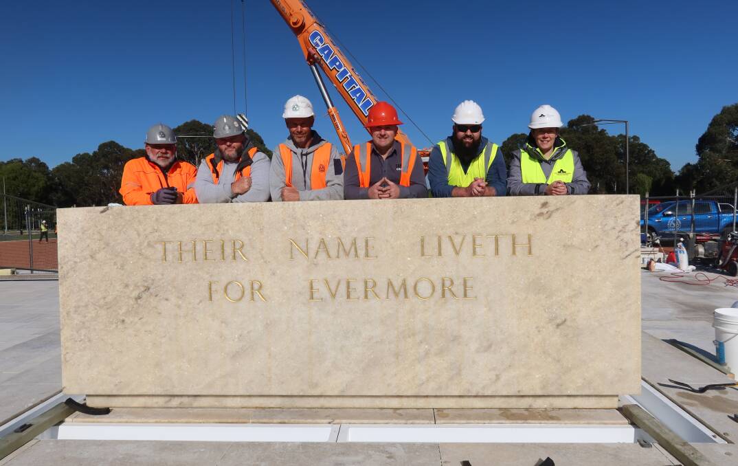 The gang who moved the stone. (Left to right) Kris Krawczyk, Michael Mcgivney, Nathan Garner, Bryan Howland, Mitchell Dare and Kassandra Hobbs. Picture by Steve Evans