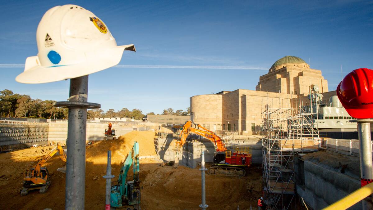 Construction at the Australian War Memorial is on a "revised schedule". Picture by Elesa Kurtz