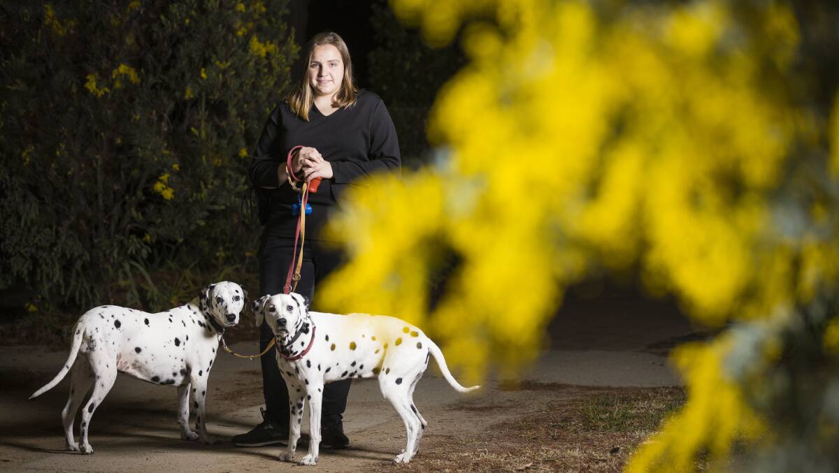 Eloise Robertson takes antihistamines to cope with severe asthma. She is not allergic to her dalmatians, but she is to wattle. Picture: Sitthixay Ditthavong
