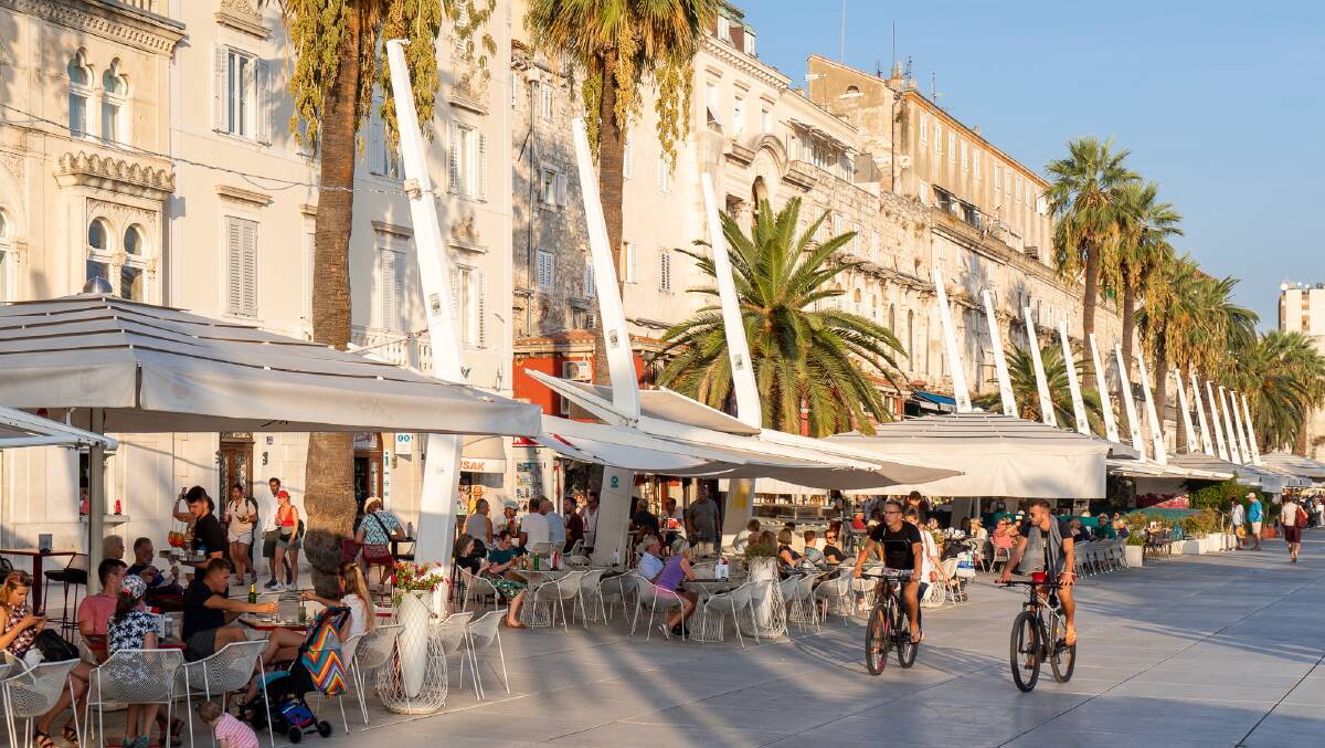 Al fresco dining along the edge of Diocletian's Palace overlooks the water in Split.