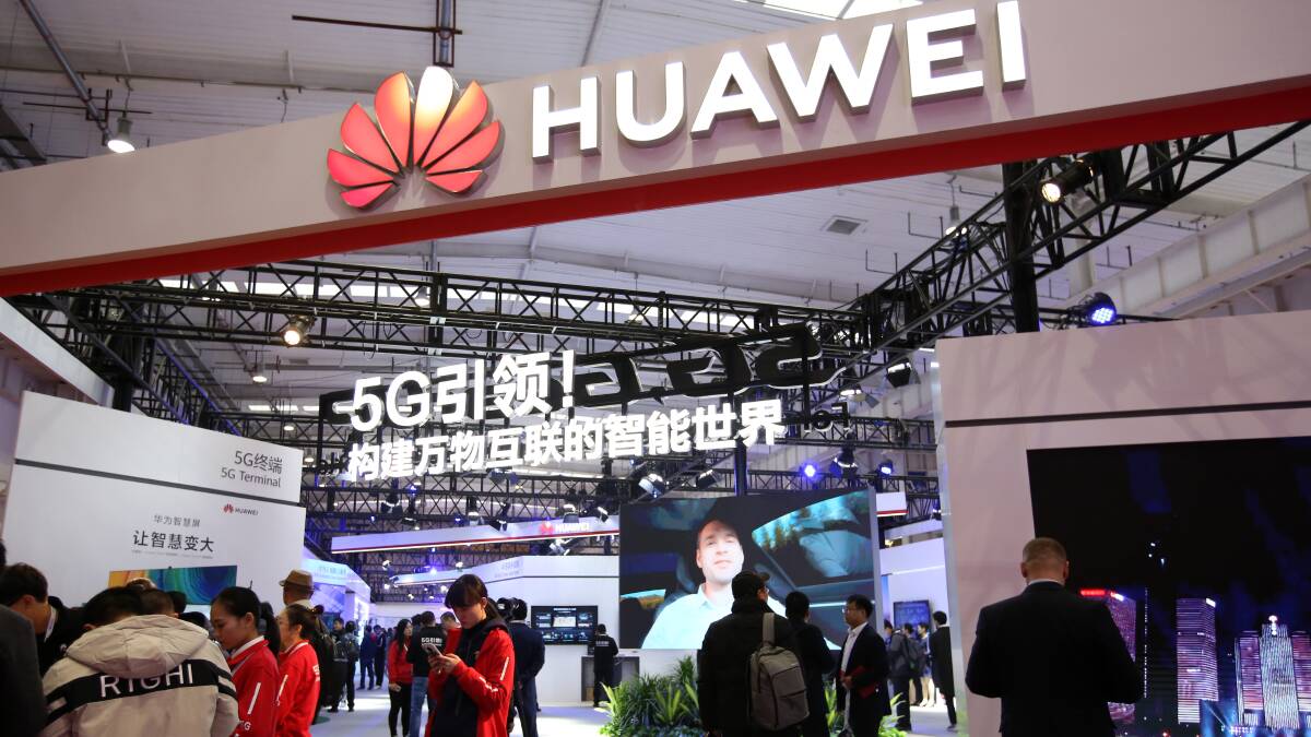 The Huawei booth at the 2019 World 5G Convention in Beijing. Picture: Getty Images