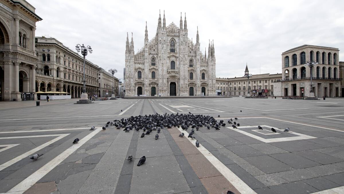 Piazza del Duomo in Milan sits empty due to the COVID-19 pandemic. Picture: Shutterstock