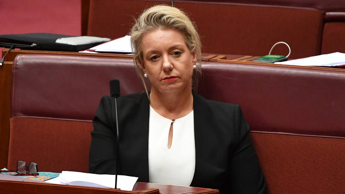 Nationals senator Bridget McKenzie during a motion to strip Mathias Cormann of his ability to represent the PM in the Senate unless he tabled the Gaetjens report. Picture: AAP