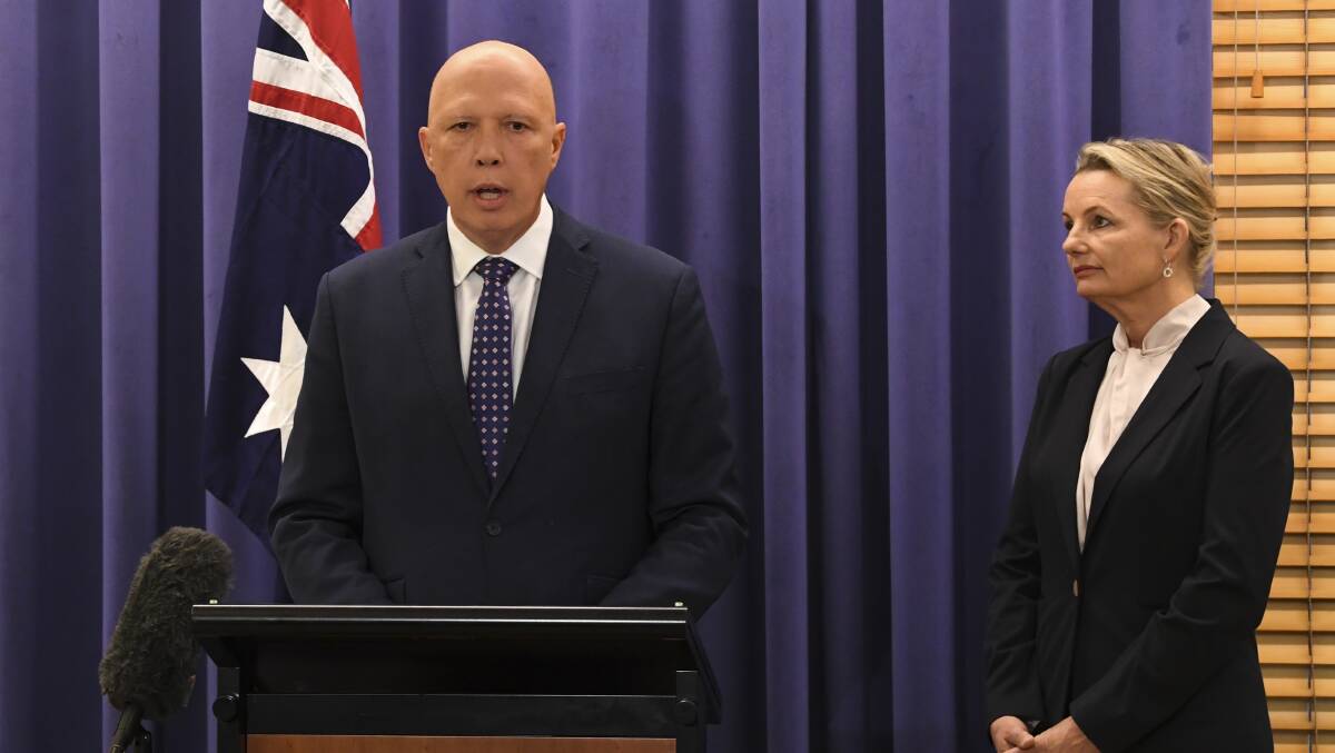 New Liberal Party leader Peter Dutton, with deputy leader Sussan Ley. Picture: AAP