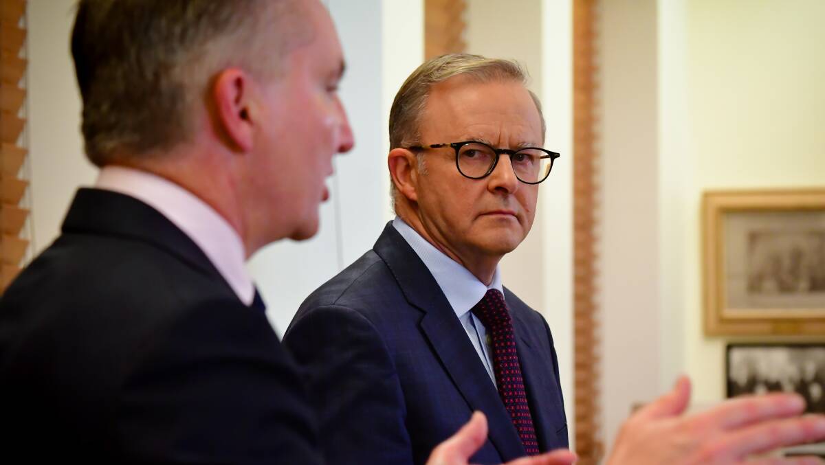 Opposition Leader Anthony Albanese (right) with opposition spokesman on climate change and energy Chris Bowen. Picture: Elesa Kurtz